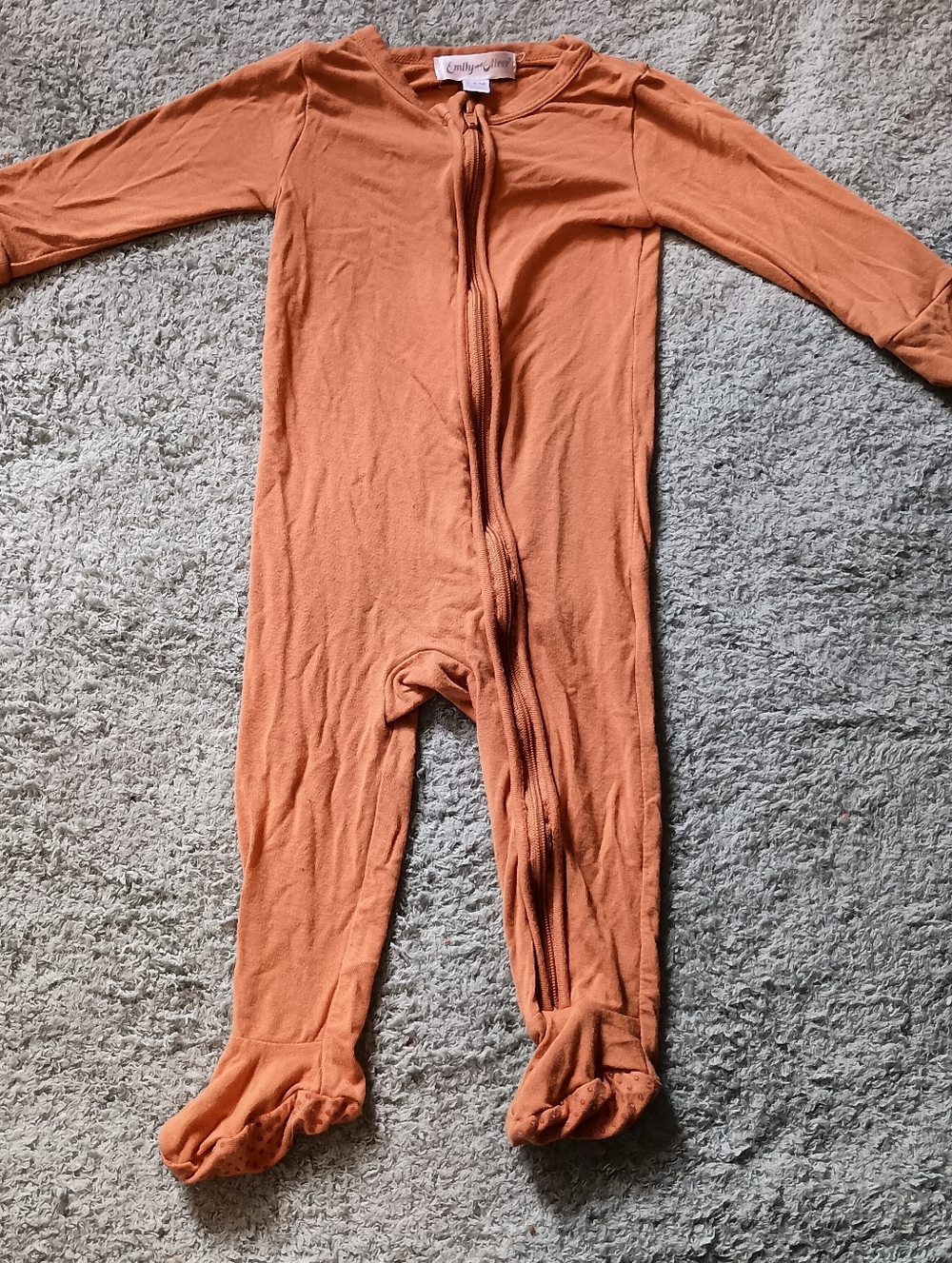 Emily And Oliver Orange Bamboo Zippy Footie Pajamas‎